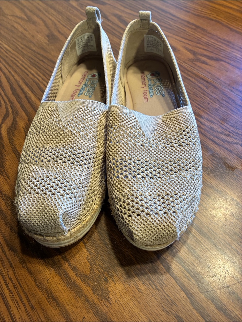 Skechers Knit Slip-On Flats in Light Beige